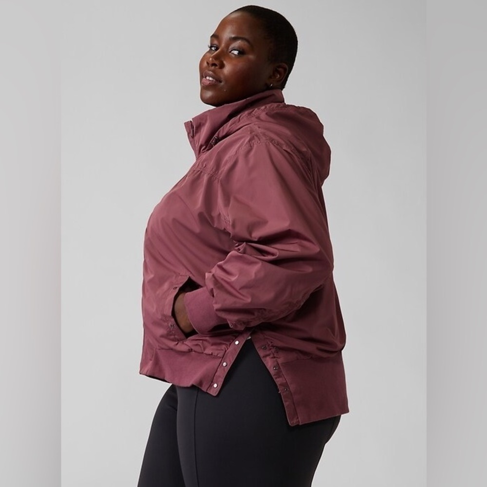 Athleta Point Reyes II Bomber in Tawny Rose | Hooded Lined Zip Front Jacket S